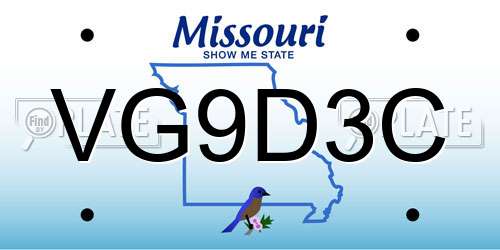 VG9D3C Missouri License Plate