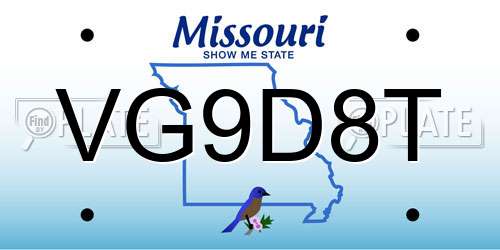 VG9D8T Missouri License Plate