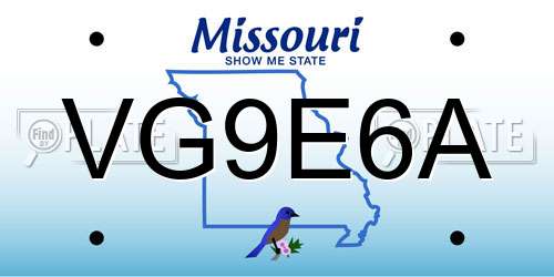 VG9E6A Missouri License Plate