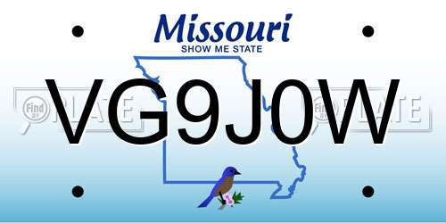 VG9J0W Missouri License Plate