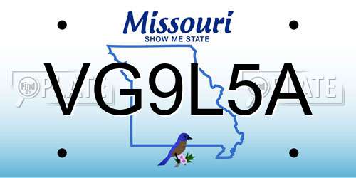 VG9L5A Missouri License Plate