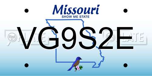 VG9S2E Missouri License Plate