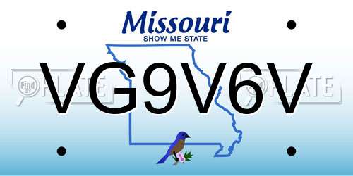 VG9V6V Missouri License Plate