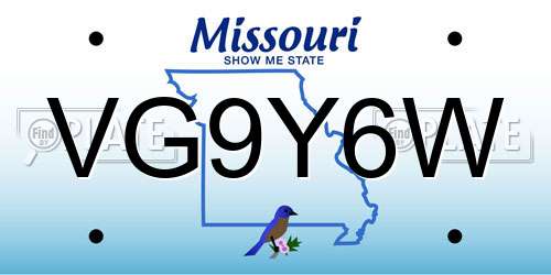 VG9Y6W Missouri License Plate