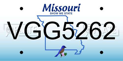 VGG5262 Missouri License Plate