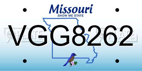 VGG8262 Missouri License Plate