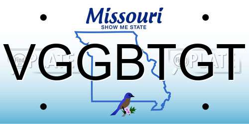 VGGBTGT Missouri License Plate