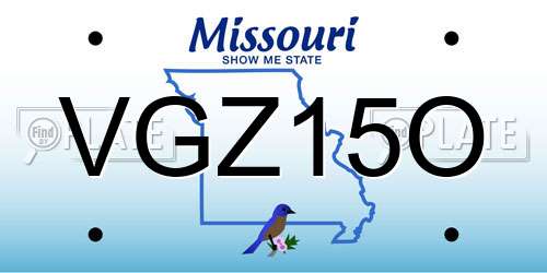 VGZ15O Missouri License Plate
