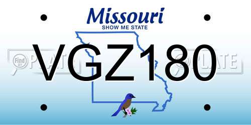 VGZ180 Missouri License Plate
