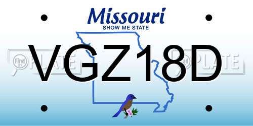 VGZ18D Missouri License Plate