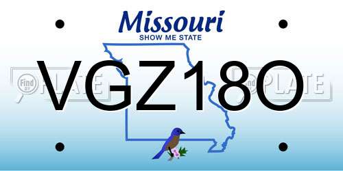 VGZ18O Missouri License Plate