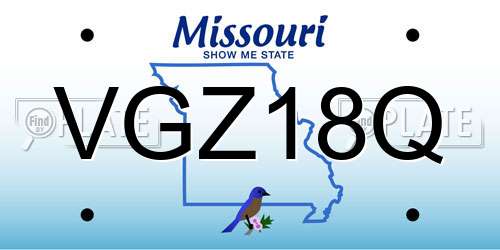 VGZ18Q Missouri License Plate