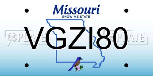 VGZI80 Missouri License Plate