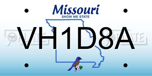 VH1D8A Missouri License Plate