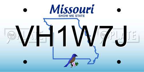 VH1W7J Missouri License Plate