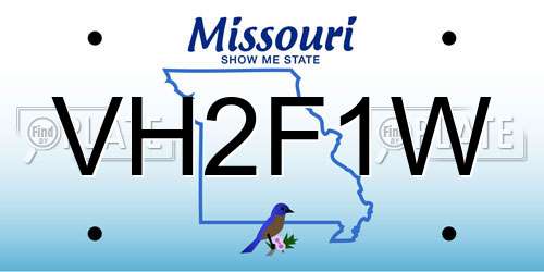 VH2F1W Missouri License Plate