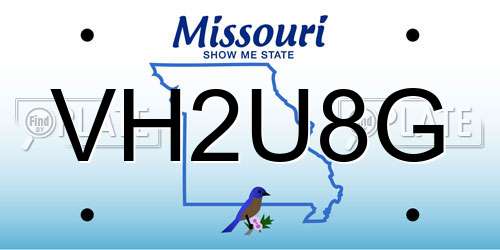 VH2U8G Missouri License Plate