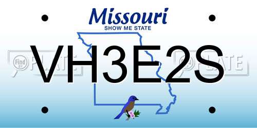 VH3E2S Missouri License Plate