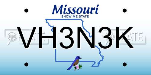 VH3N3K Missouri License Plate