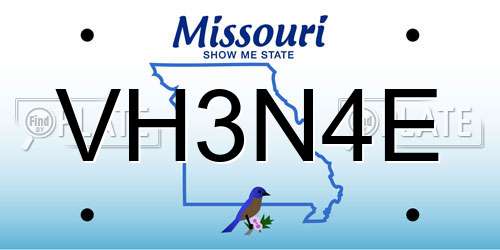 VH3N4E Missouri License Plate