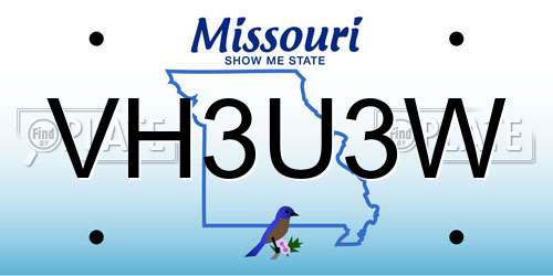VH3U3W Missouri License Plate