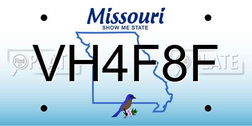 VH4F8F Missouri License Plate
