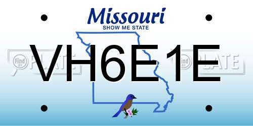 VH6E1E Missouri License Plate