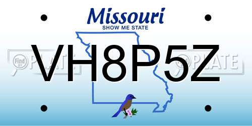VH8P5Z Missouri License Plate