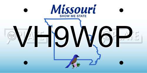 VH9W6P Missouri License Plate