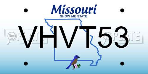 VHVT53 Missouri License Plate