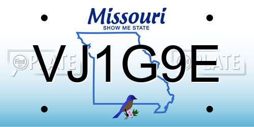 VJ1G9E Missouri License Plate