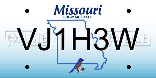 VJ1H3W Missouri License Plate