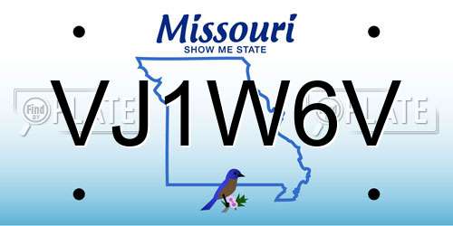 VJ1W6V Missouri License Plate