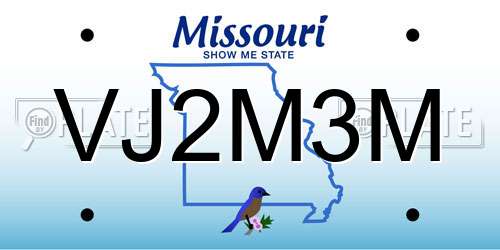 VJ2M3M Missouri License Plate