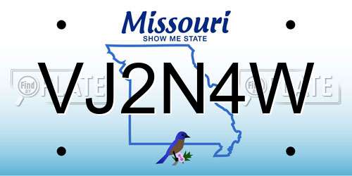 VJ2N4W Missouri License Plate