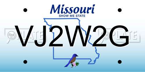 VJ2W2G Missouri License Plate