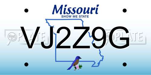 VJ2Z9G Missouri License Plate