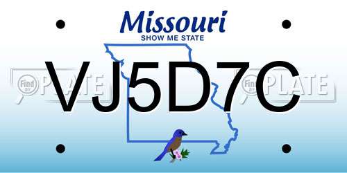 VJ5D7C Missouri License Plate