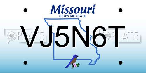 VJ5N6T Missouri License Plate