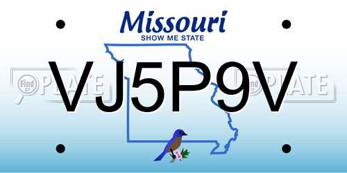 VJ5P9V Missouri License Plate