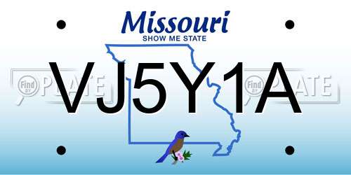 VJ5Y1A Missouri License Plate