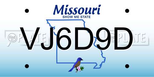VJ6D9D Missouri License Plate