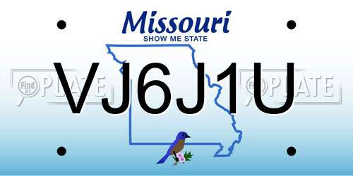 VJ6J1U Missouri License Plate