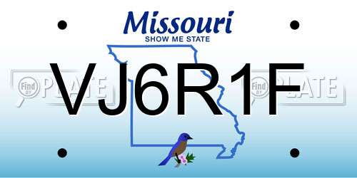 VJ6R1F Missouri License Plate