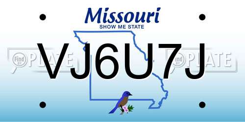 VJ6U7J Missouri License Plate