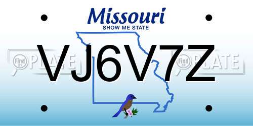 VJ6V7Z Missouri License Plate