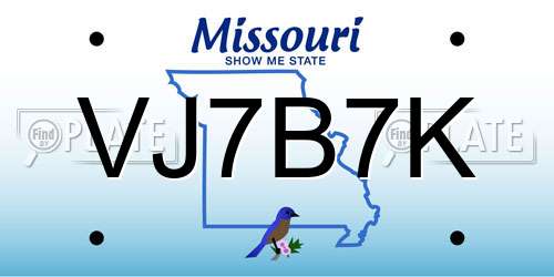 VJ7B7K Missouri License Plate