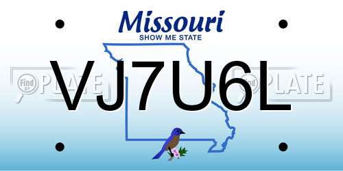 VJ7U6L Missouri License Plate