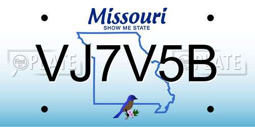 VJ7V5B Missouri License Plate