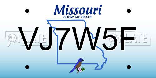 VJ7W5F Missouri License Plate